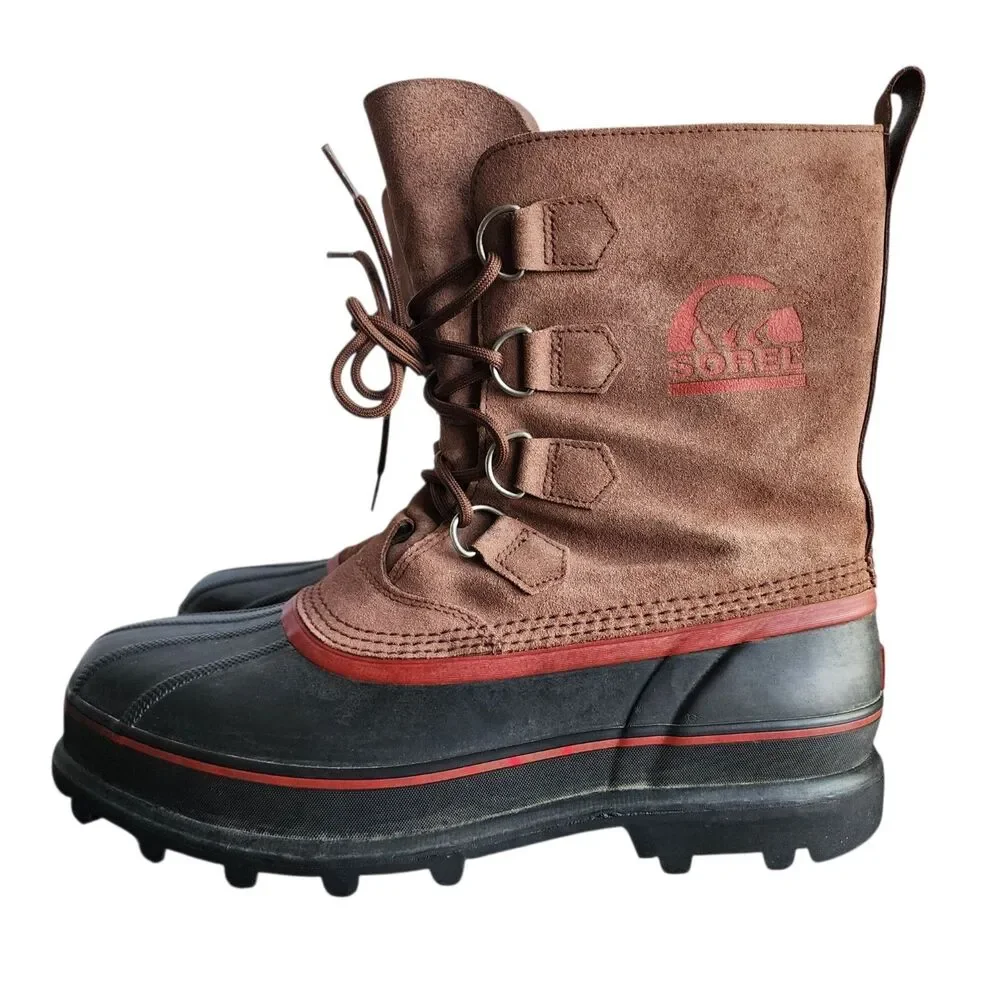 Sorel Sudbury II Waterproof Winter Boots Mens Size 10 Brown Leather Lace-Up